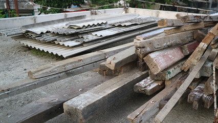 Stack of roof on construction site