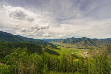 Mountain valley with the road below
