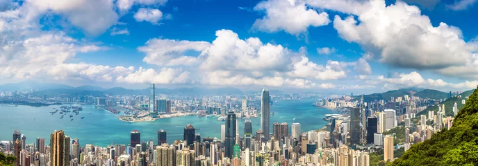 Fotobehang Panoramisch uitzicht over Hong Kong © Sergii Figurnyi
