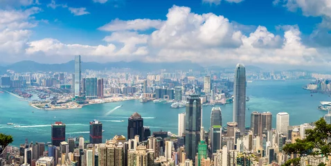 Stickers pour porte Lieux asiatiques Vue panoramique sur Hong Kong