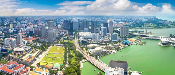 Gordijnen Panoramisch uitzicht over Singapore © Sergii Figurnyi