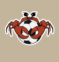 Crab is hugging a football
