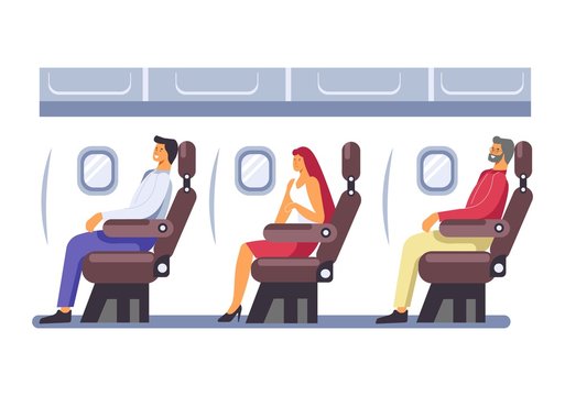 Journey by plane passengers sitting in seats vector