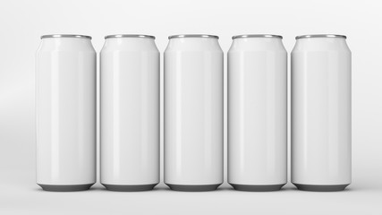  White soda cans standing in two raws on white background - 225983384