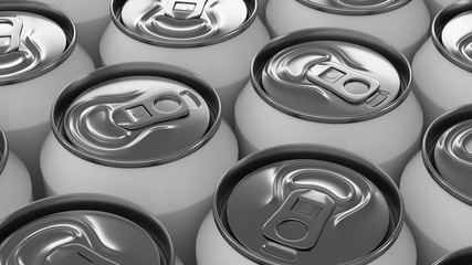 Big white soda cans on white background