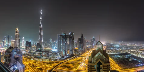 Foto op Aluminium Downtown Dubai at night © Sergii Figurnyi
