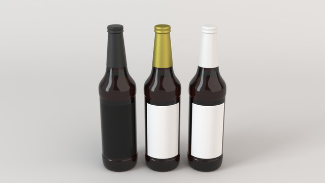 Mock up of tall beer bottles with blank labels
