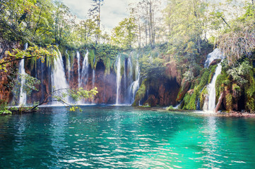 Several waterfalls of one of the most astonishing Plitvice Lakes, Croatia. A truly virgin and wonderful piece of nature