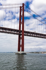 The 25 de Abril Bridge over the River Tagus in Lisbon, Portugal