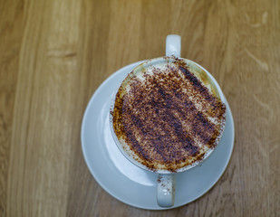 Coffee shop, Cappuccino with chocolate on top 