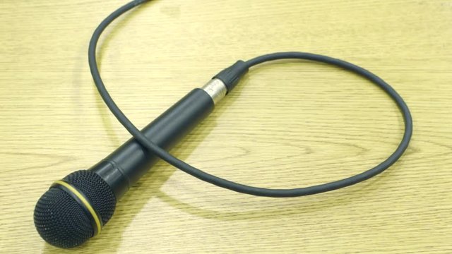 Microphone sitting on a table