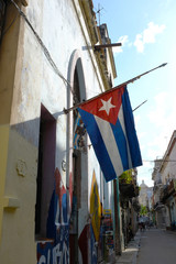 Cuba flag in the street of Habana, Cuba