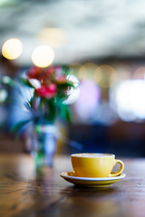 Coffee Latte on the wooden table