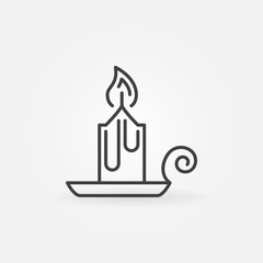 Christmas candle vector line icon. Candlestick on holder symbol
