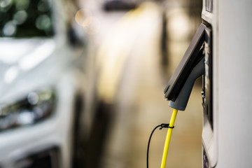 electric car photo in UK with blurry background