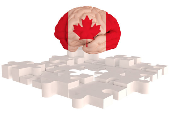 Canada Flag Brain Concept for White High of one missing puzzles