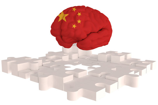 China Flag Brain Concept for White High of one missing puzzles