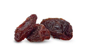 Dried raisins isolated on white clipping path