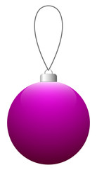 Pink glass Christmas ball on the string. Vector EPS 10