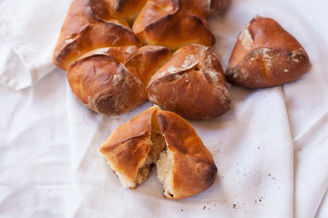 Fresh homemade sweet pies with cottage cheese. Pastry