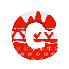 christmas letter G - Upper-case 3d xmas font - christmas, new year or santa claus concept