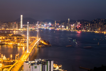 Obraz premium Hong Kong view with its ports and sea commerce trading