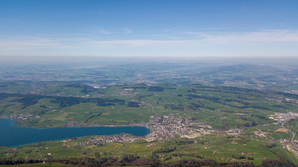 aerial view of beautiful lake lucerne switzerland europe on calm sunny day