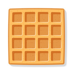 Square  waffle. Soft Belgian waffles. Realistic style. Dessert template. Vector illustration.
