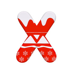 christmas letter X - Upper-case 3d xmas font - christmas, new year or santa claus concept