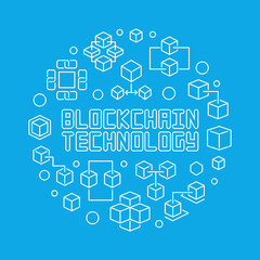 Fototapeta na wymiar Blockchain technology vector blue circular line illustration
