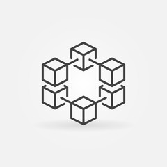 Blockchain vector line concept icon or logo