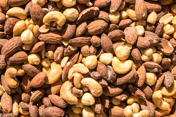 Nuts peeled: cashew, hazelnut, almonds, peanuts.