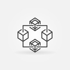 Blockchain crypto vector thin line icon or symbol