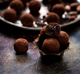 chocolate candy truffles close-up