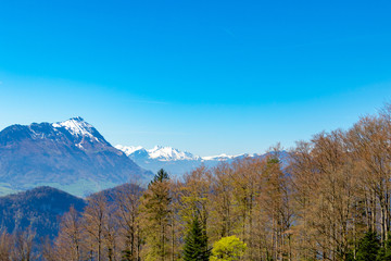 view of beautiful alps mountain switzerland europe on calm sunny day