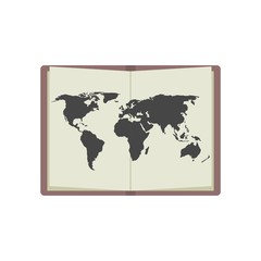 Fototapeta na wymiar Blank world map, book icon