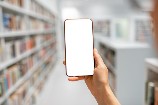 Mockup image of smartphone in the library