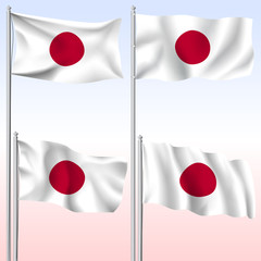 Japan textile waving flag isolated vector illustration