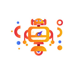 Cute robot android character, artificial robotics machine colorful vector Illustration on a white background