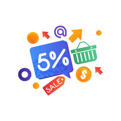 Obraz premium Shopping sale signs, internet shopping, e-commerce concept colorful