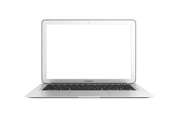 Modern laptop with emty screen isolated on white background 3d without shadow