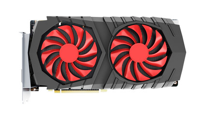 Video Graphic card GPU top view isolated on white background 3d render without shadow