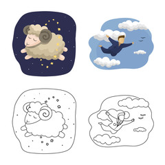 Vector illustration of dreams and night sign. Collection of dreams and bedroom stock vector illustration.