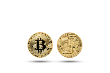 Gold bitcoins. Cryptocurrency concept. Fintech