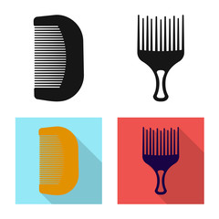 Isolated object of brush and hair symbol. Collection of brush and hairbrush stock vector illustration.