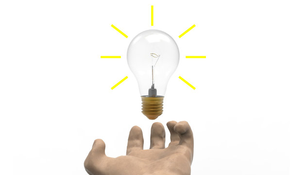 Hands and Light bulbs Ideas isolated on background / Illustration