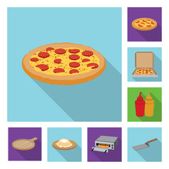 Isolated object of pizza and food logo. Set of pizza and italy vector icon for stock.