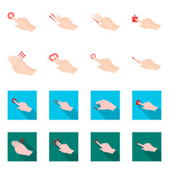 Vector design of touchscreen and hand sign. Set of touchscreen and touch stock symbol for web.