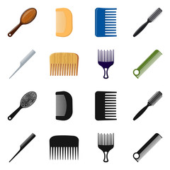 Vector illustration of brush and hair icon. Collection of brush and hairbrush stock symbol for web.
