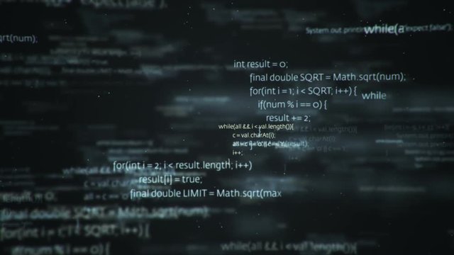 Animation of typing mathematics and physics formulas in abstract digital space. Animation of seamless loop.